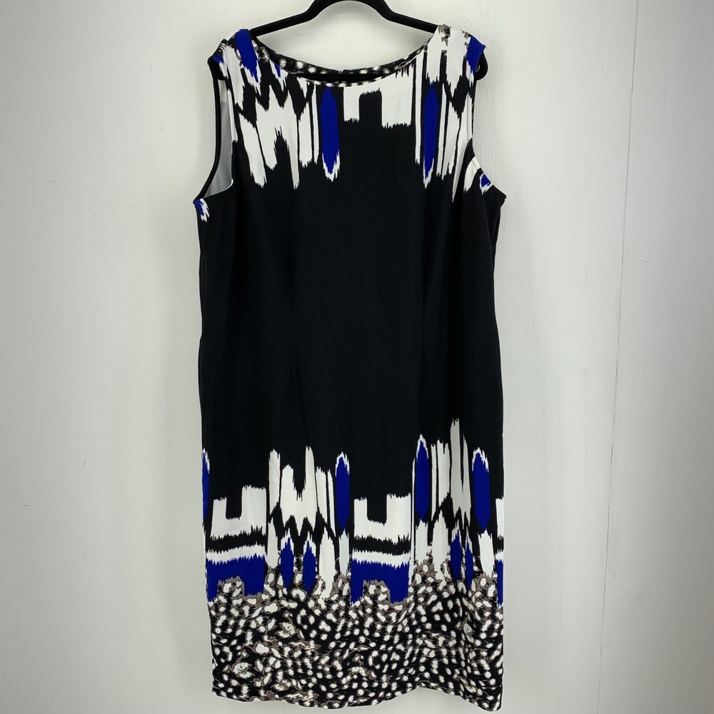 Maya Brooke Womens 22W Abstract Ikat Animal Print Sleeveless Shift Dress Mod